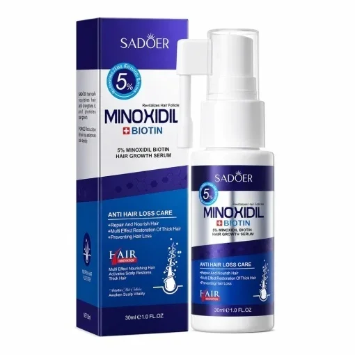 Ser pentru Scalp SADOER cu Minoxidil 5% și Biotină – 30 ml