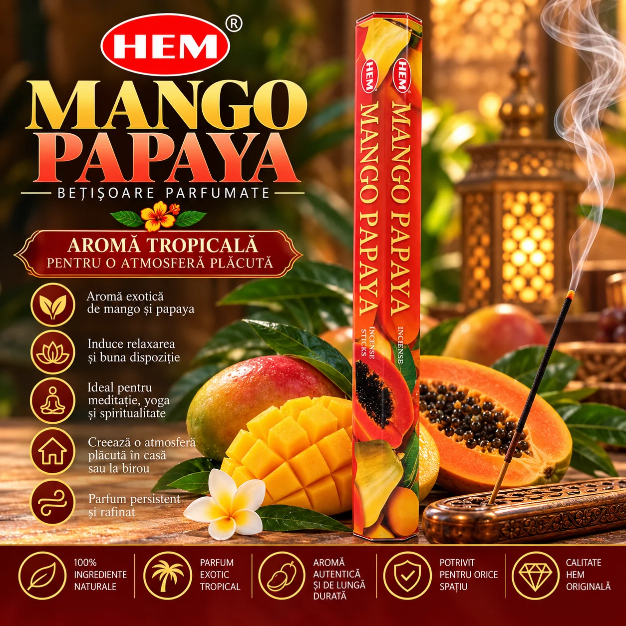 Bețișoare Parfumate HEM – MANGO ȘI PAPAYA.