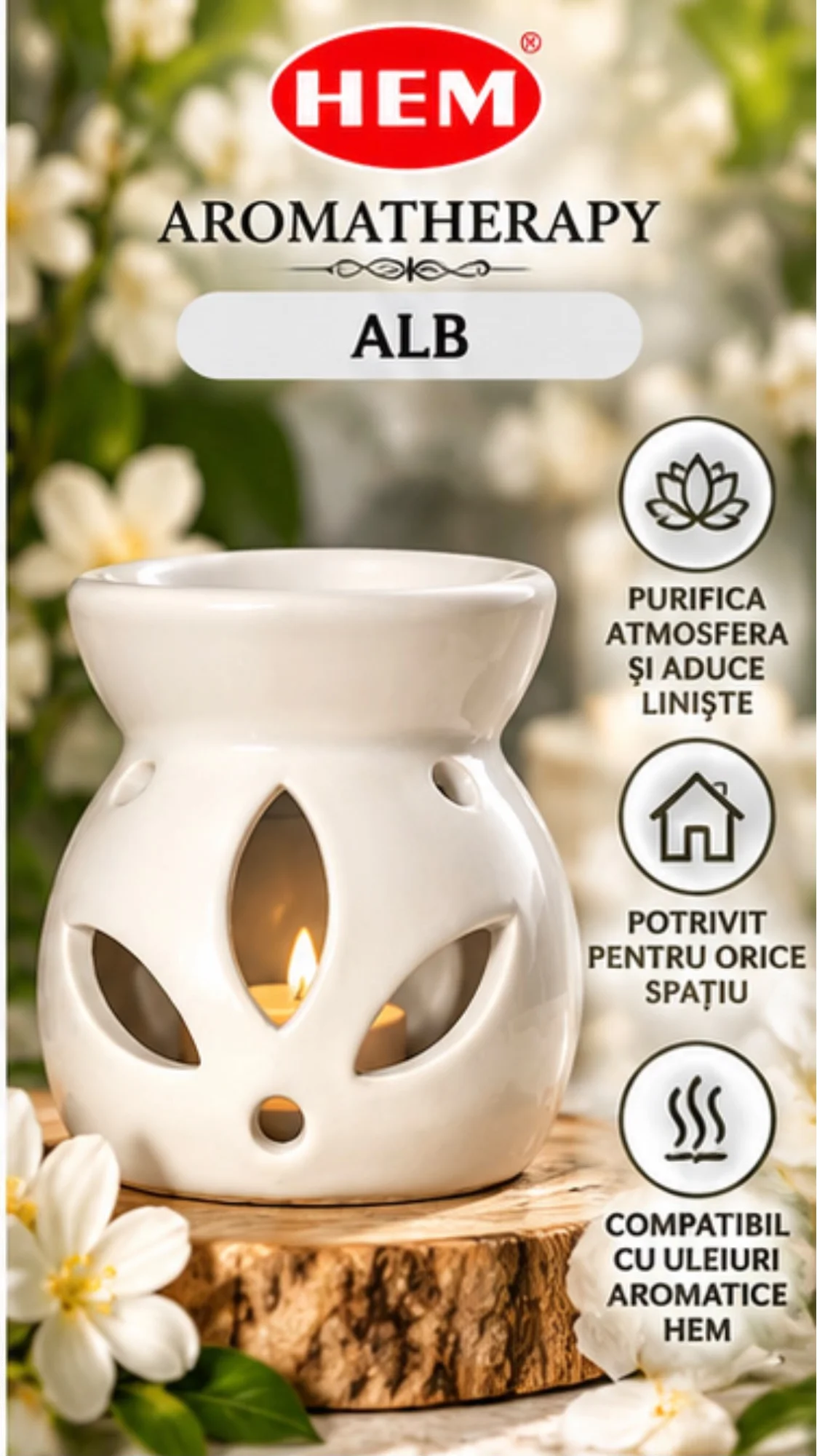 Lampă de Aromaterapie din Ceramică HEM – ALB.