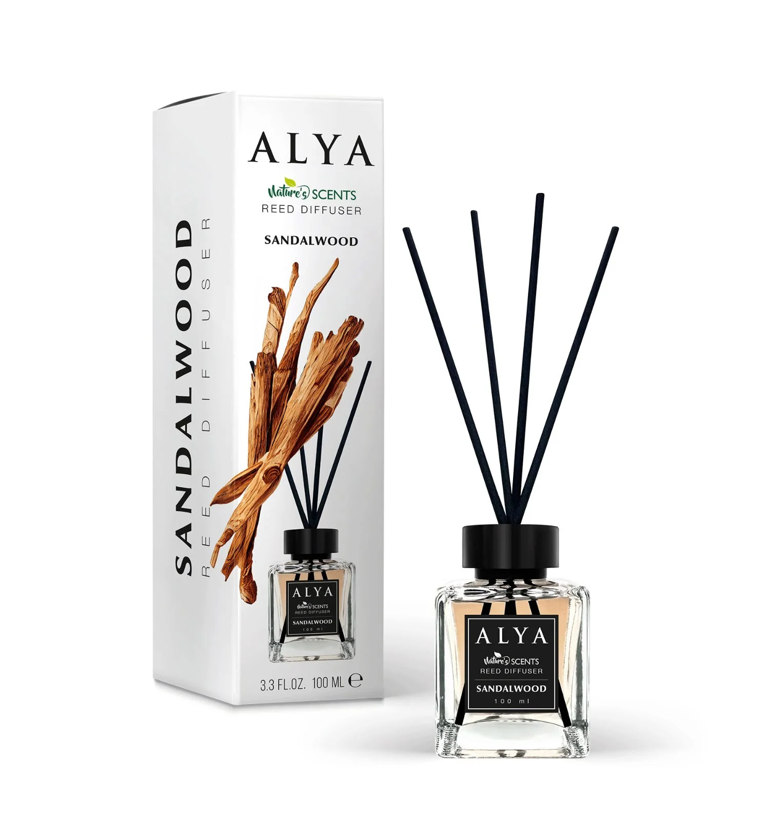Parfum de Cameră cu Bețișoare ALYA – SANDALWOOD, 100 ml.