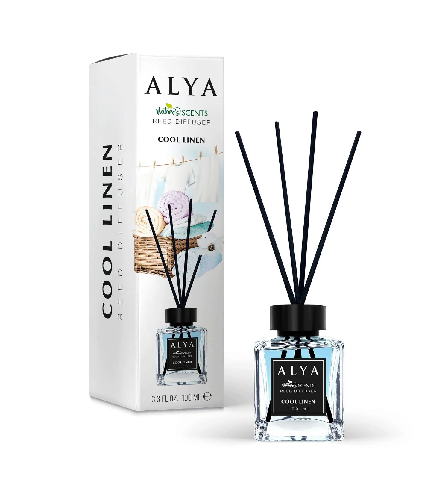 Parfum de Cameră cu Bețișoare ALYA – COOL LINEN, 100 ml.