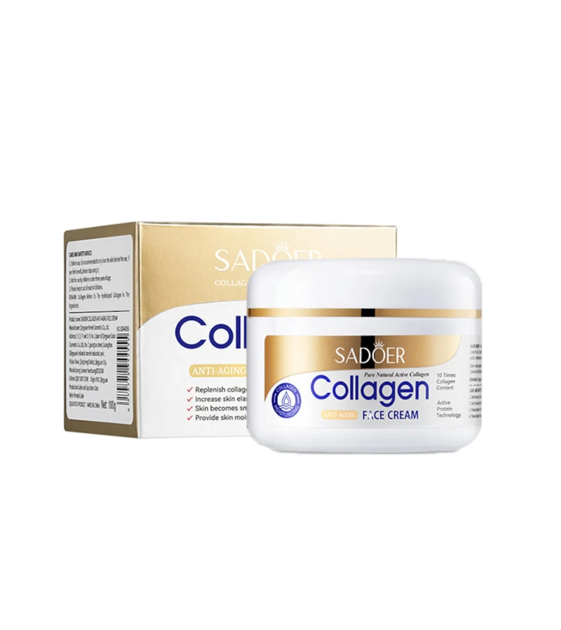 Crema hidratanta anti-riduri SADOER, Collagen Skin Care, 100g.