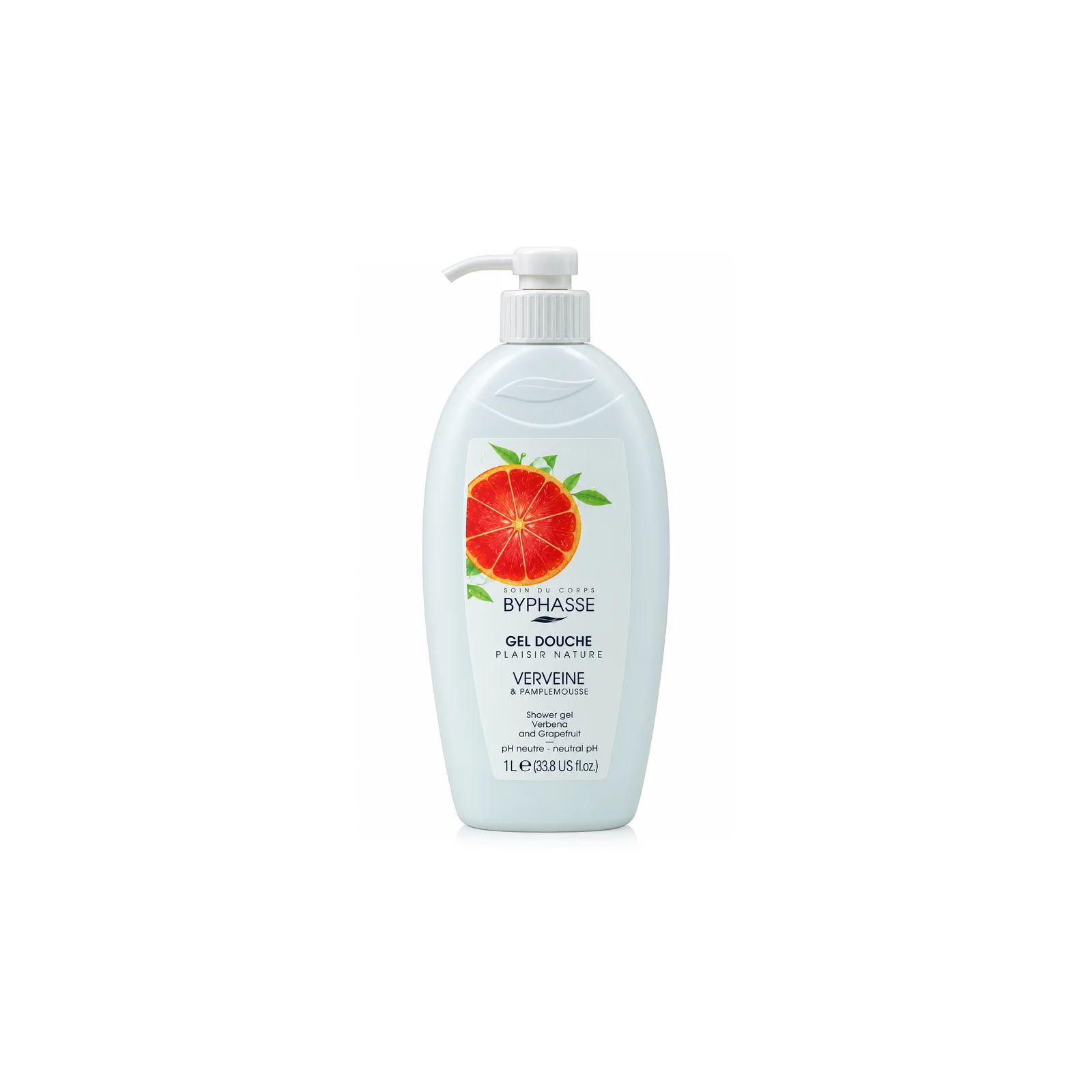 Byphasse Plaisir Nature – Gel de Duș cu Verbină și Grapefruit, 1 L.