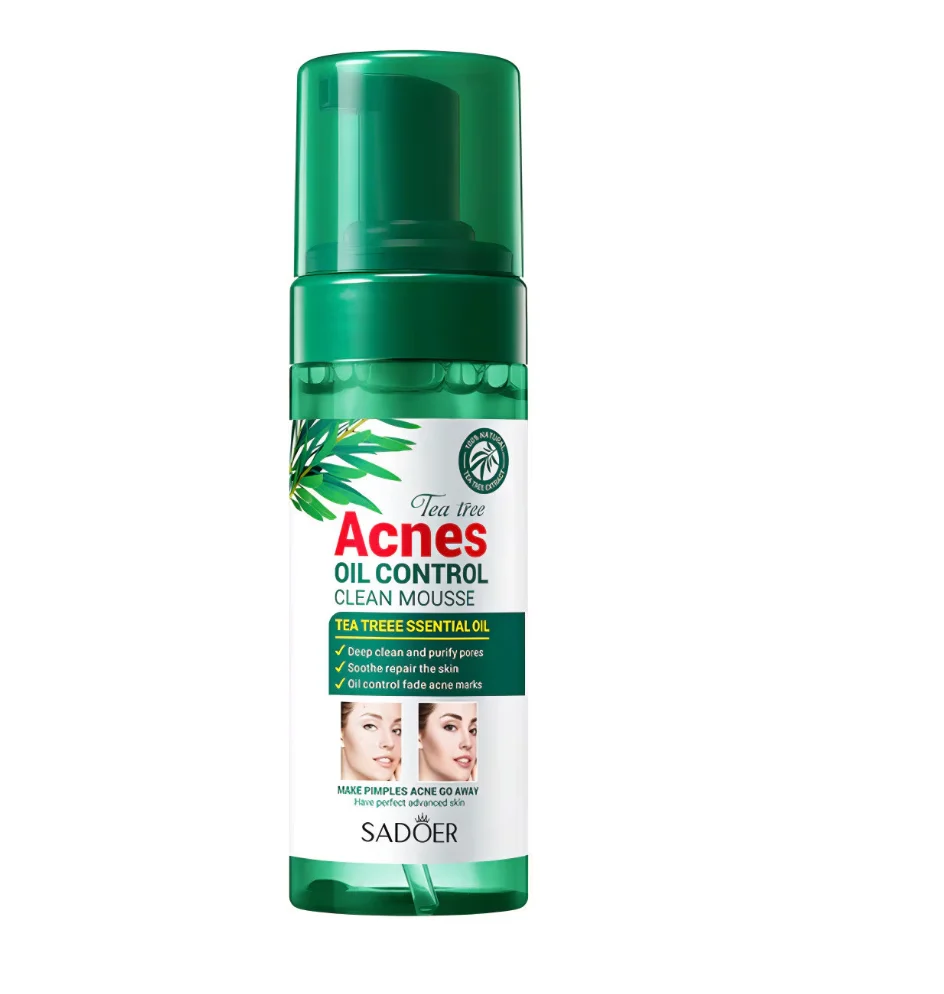 Spuma de curățare facială ANTI ACNE SADOER, cu ulei de arbore de ceai, 150ml.