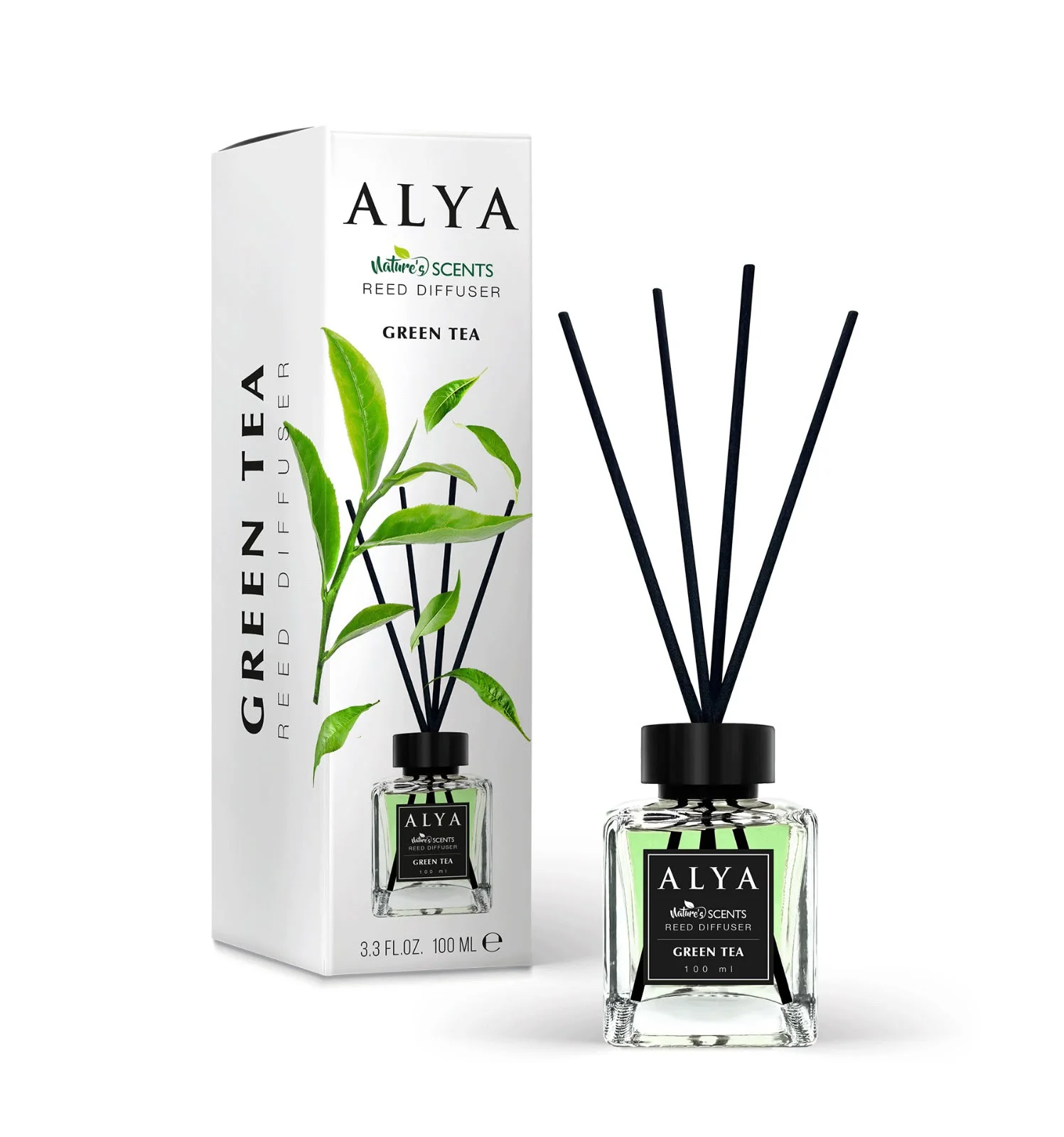 Parfum de Cameră cu Bețișoare ALYA – GREEN TEA, 100 ml.
