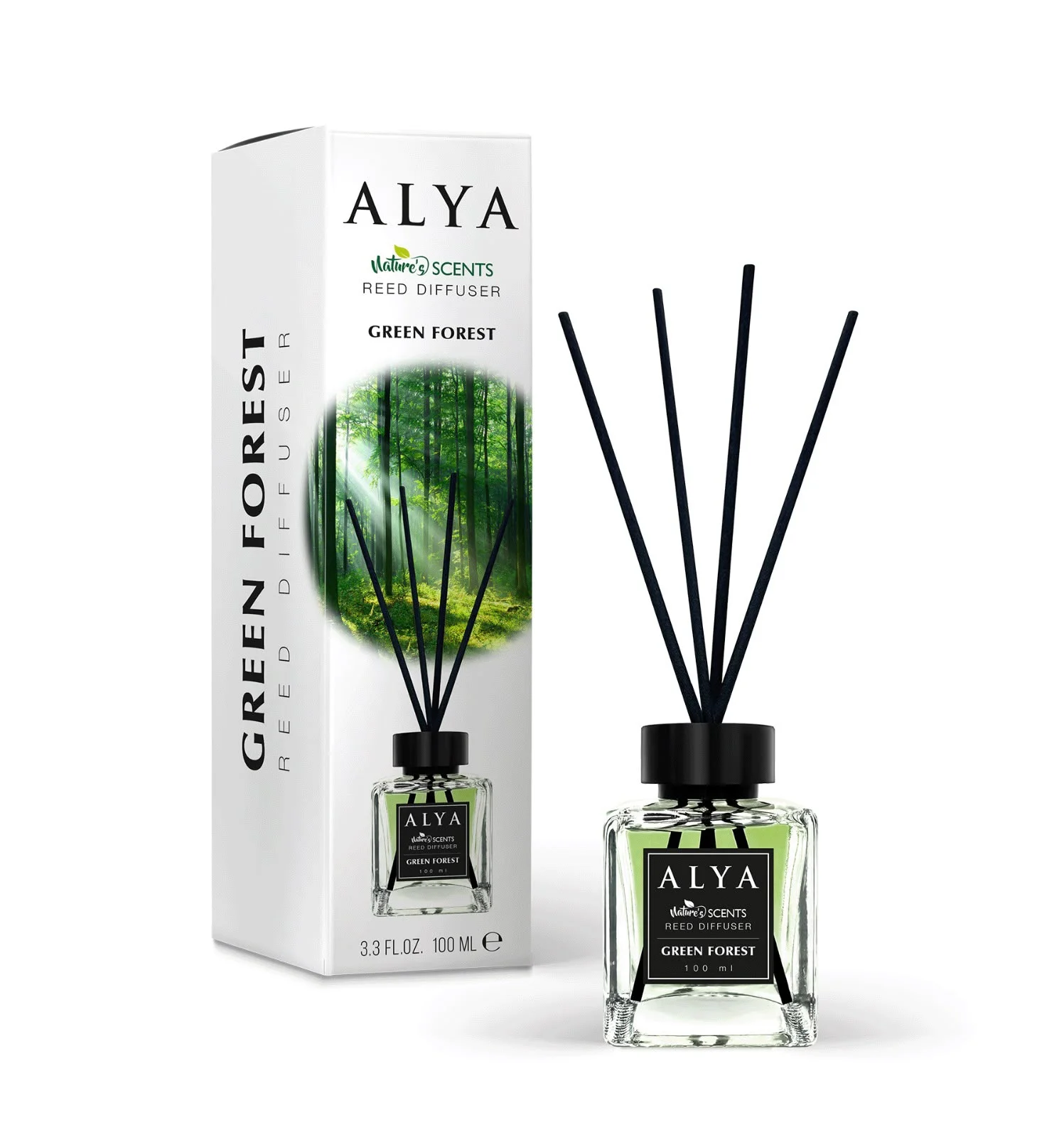 Parfum de Cameră cu Bețișoare ALYA – GREEN FOREST, 100 ml.