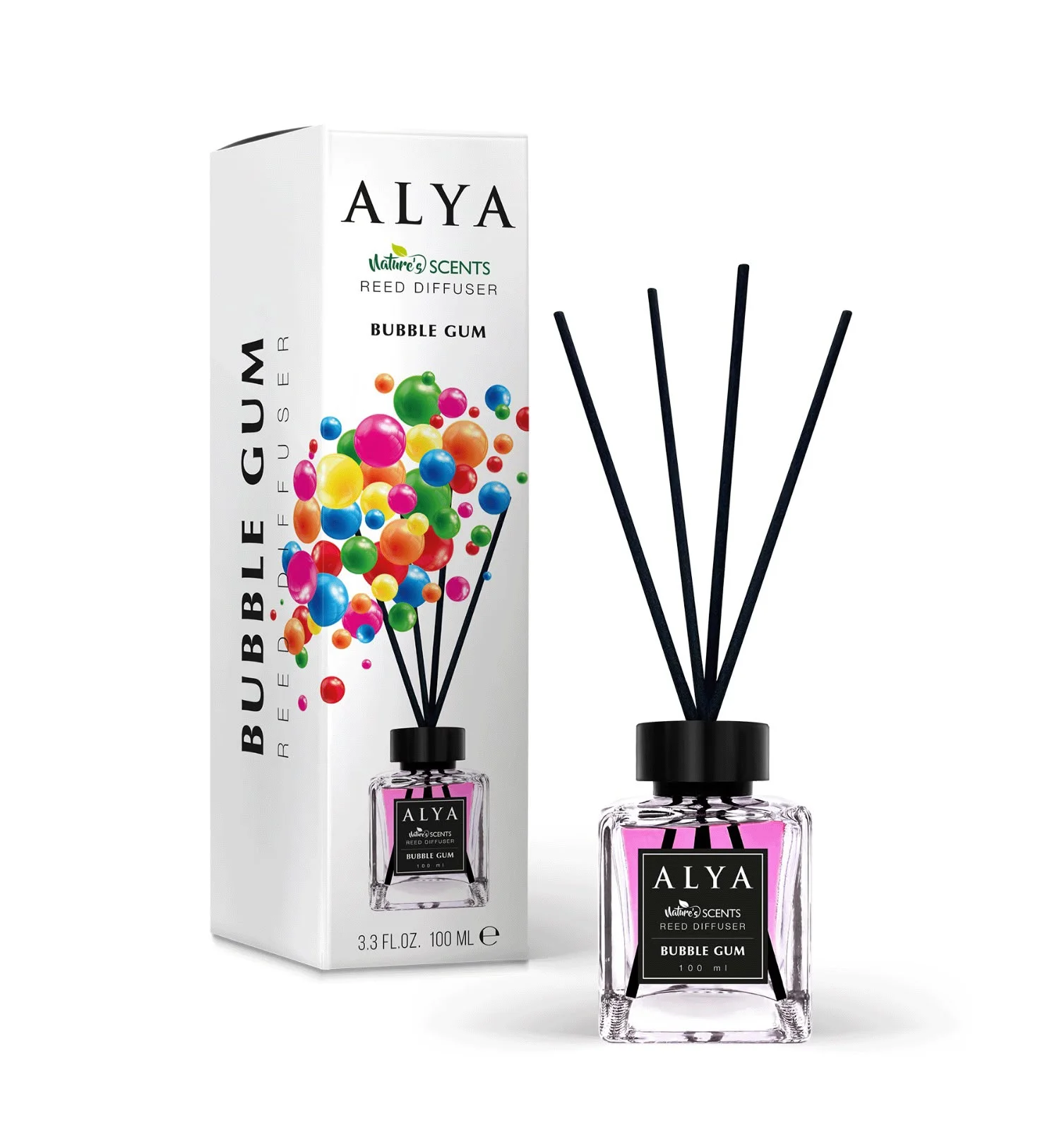 Parfum de Cameră cu Bețișoare ALYA – BUBBLE GUM, 100 ml.