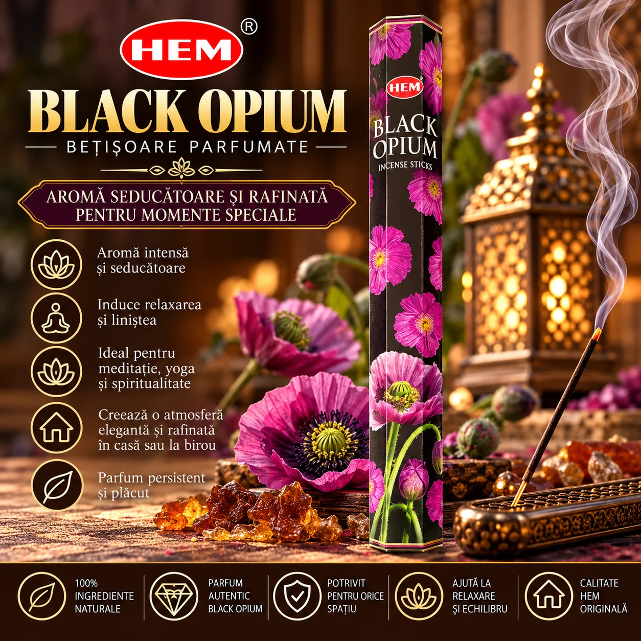 Bețișoare Parfumate HEM – BLACK OPIUM.