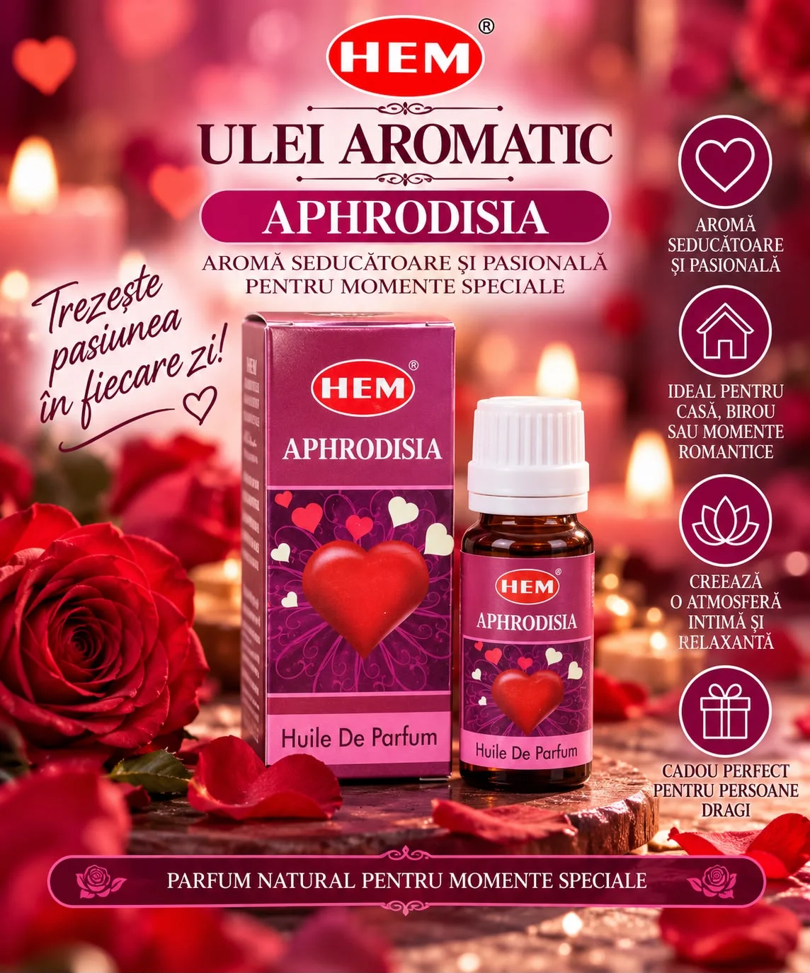 Ulei Parfumat HEM – APHRODISIA, 10 ml.