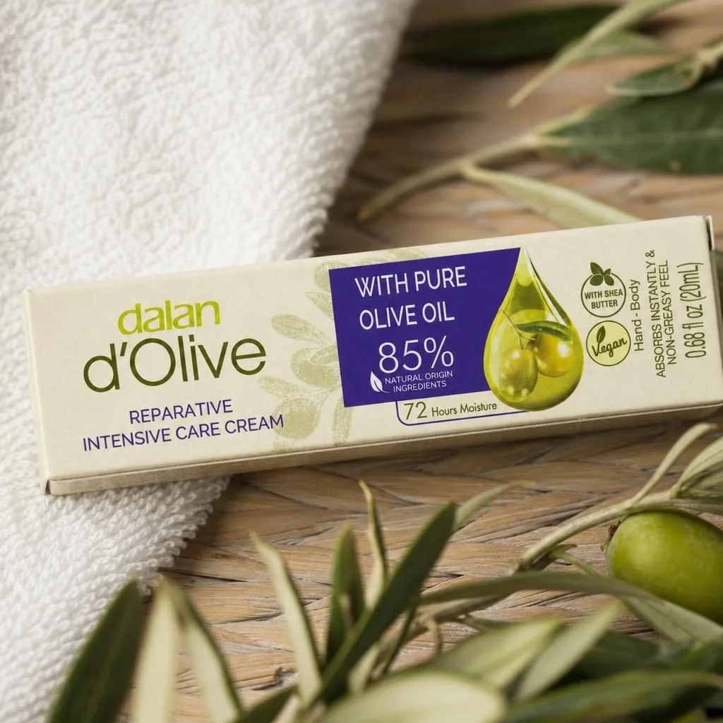 Dalan d'Olive – Cremă Reparatoare Intensivă pentru Mâini și Corp cu Ulei de Măsline și Unt de Shea, 20 ml.