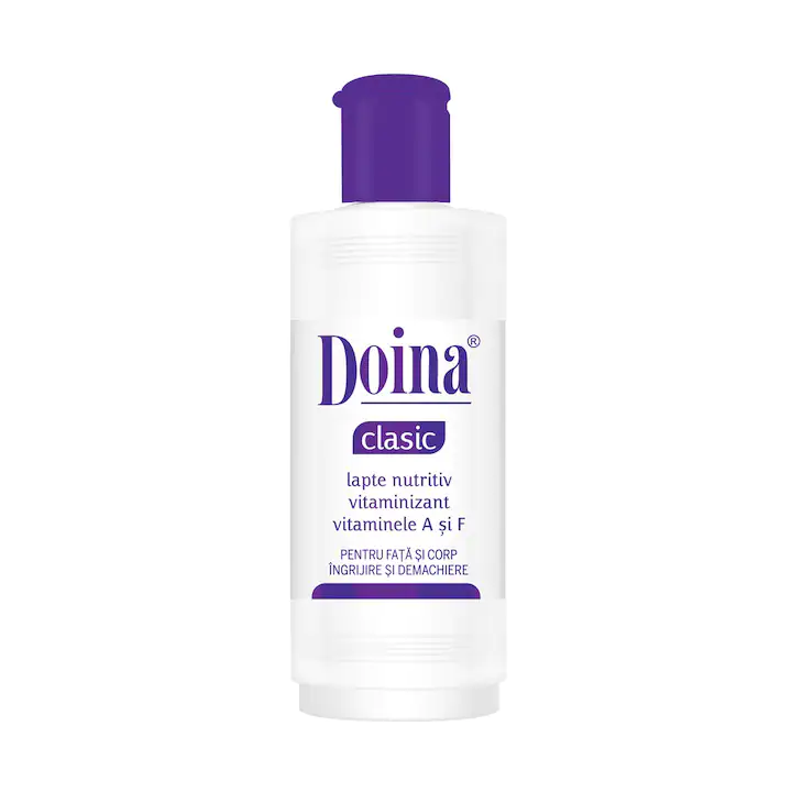 Doina Clasic – Lapte Nutritiv Vitaminizant și Demachiant pentru Față și Corp, cu Vitaminele A și F, 200 ml.