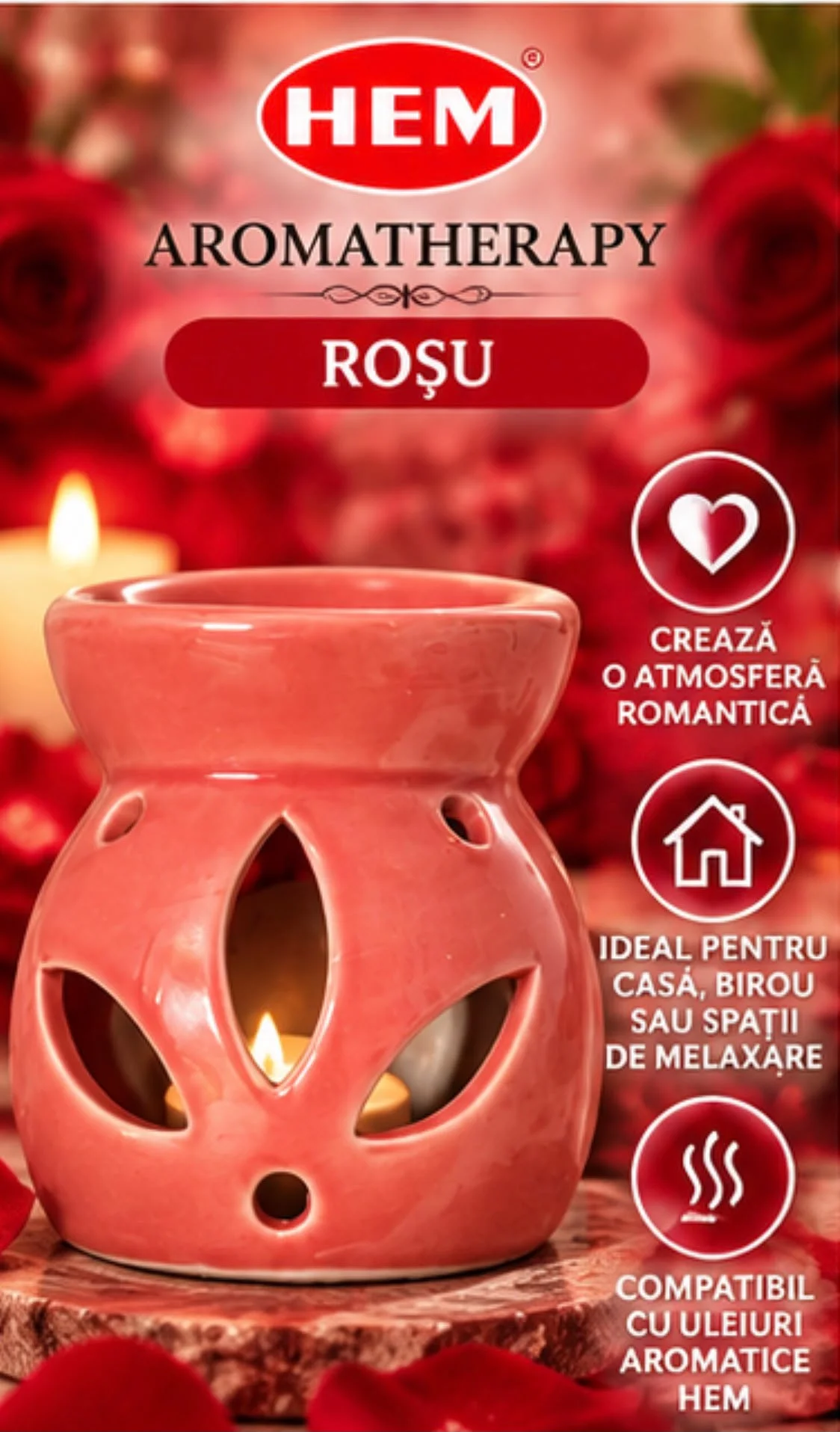 Lampă de Aromaterapie din Ceramică HEM – ROȘU.